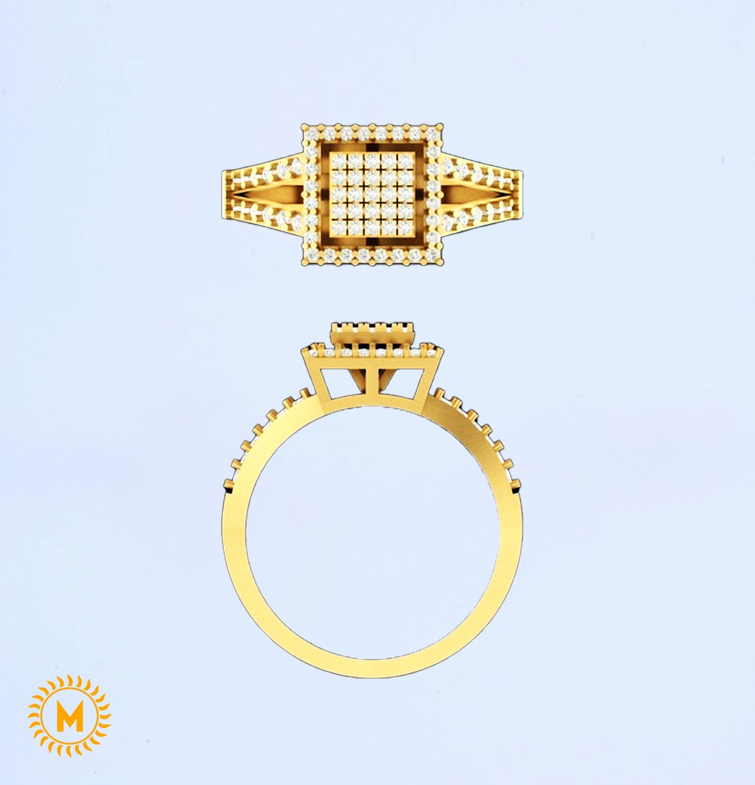 Yellow Gold Diamond Ring - 1.928 Gm